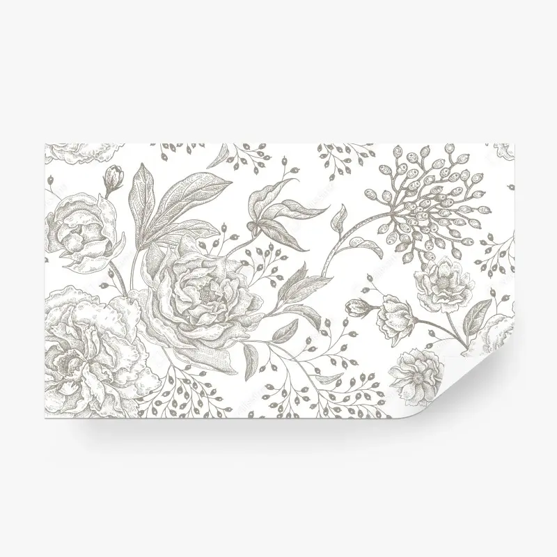 Fototapete zartes botanisches blumenmuster im vintage-stil