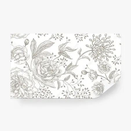 Fototapete zartes botanisches blumenmuster im vintage-stil – Pixers®