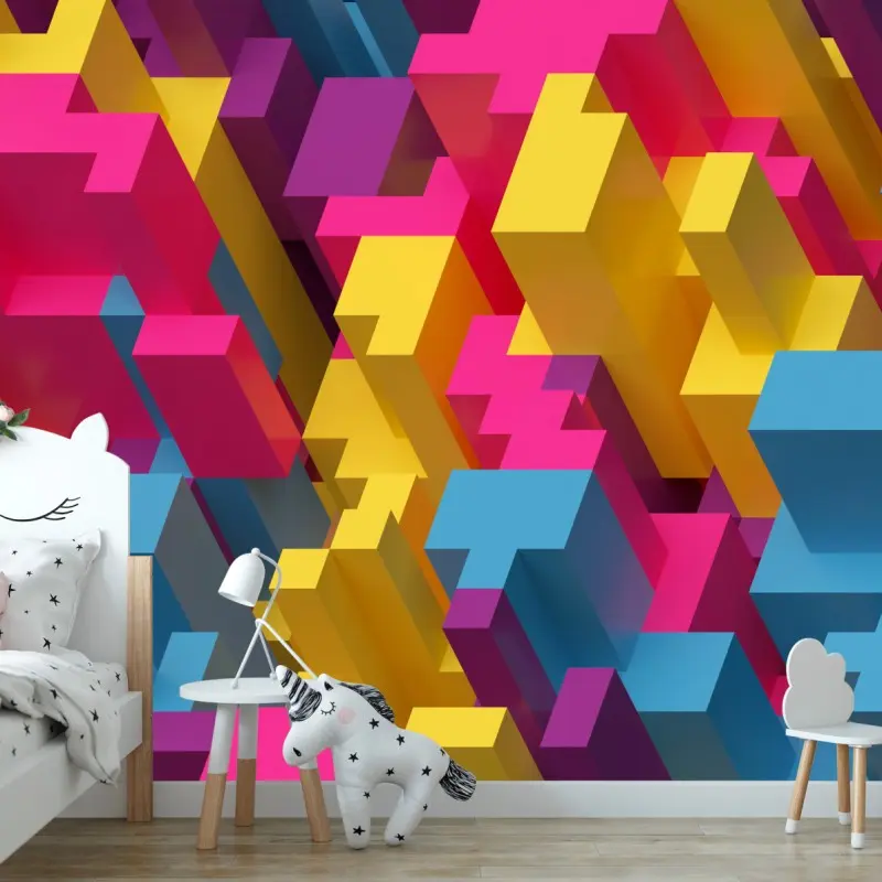 Fototapete buntes 3d-voxel-muster