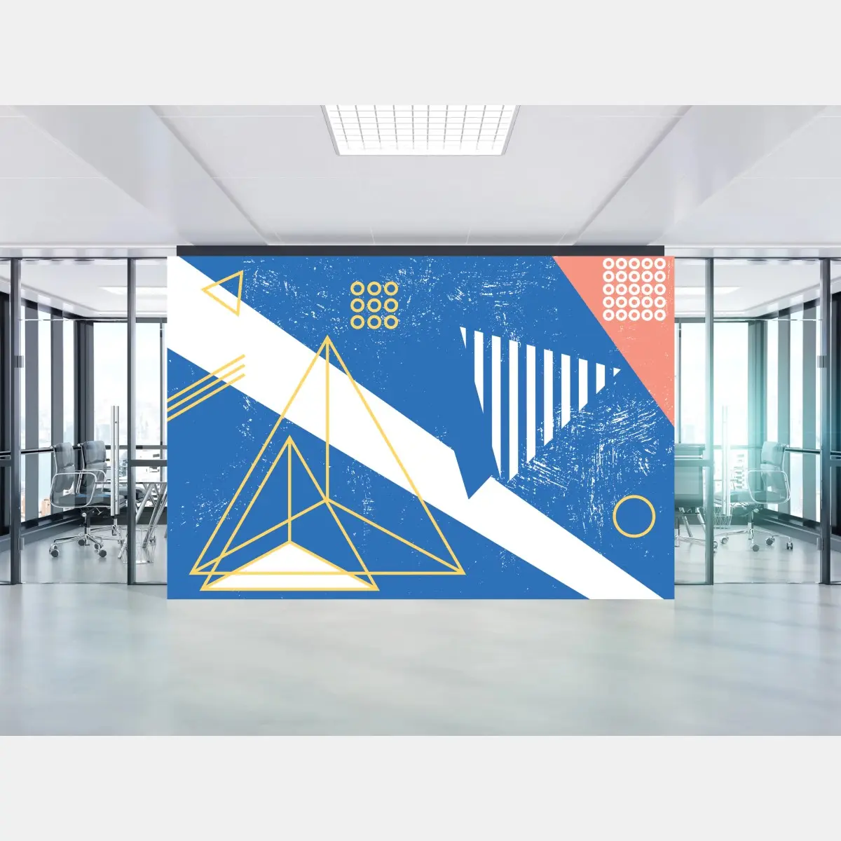 Fototapete geometrische abstraktion in blau – Pixers®
