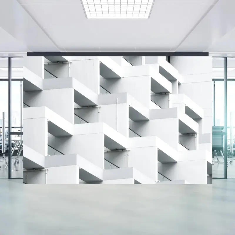 Fototapete weiße betonfassade im geometrischen muster