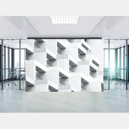 Fototapete weiße betonfassade im geometrischen muster – Pixers®