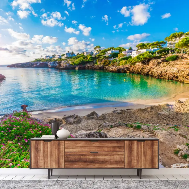 Fototapete sonnige Cala Esmeralda türkisbucht