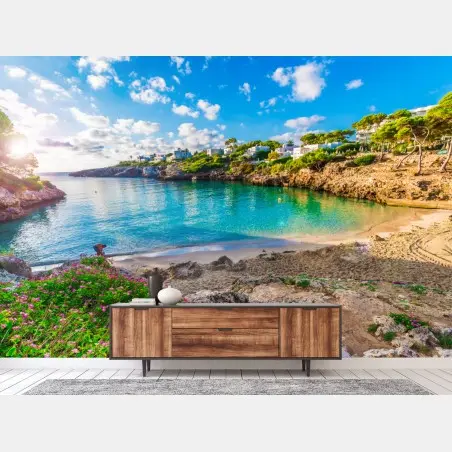 Fototapete sonnige Cala Esmeralda türkisbucht – Pixers®