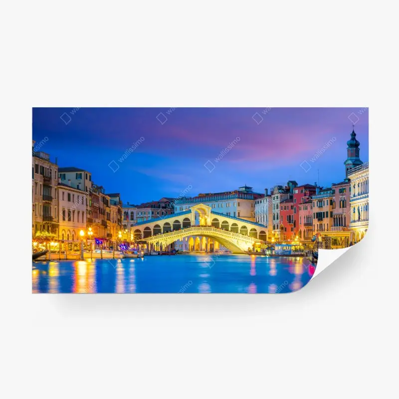 Fototapete Rialto brücke bei dämmerung, Venedig
