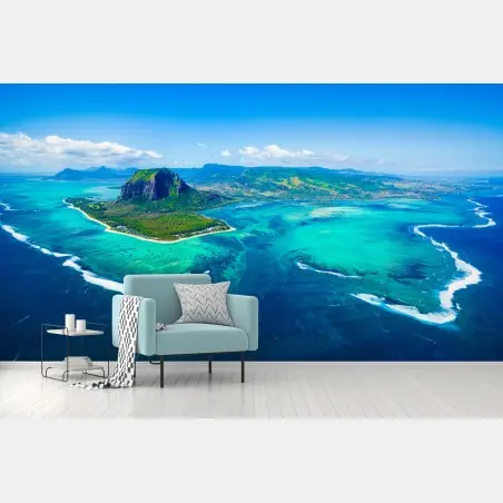 Fototapete panorama Le Morne über der lagune von Mauritius – Pixers®