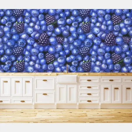 Fototapete aquarellmuster mit blaubeeren und brombeeren – Pixers®