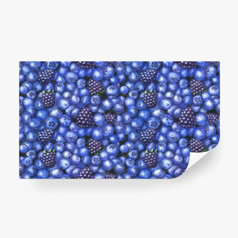 Fototapete aquarellmuster mit blaubeeren und brombeeren