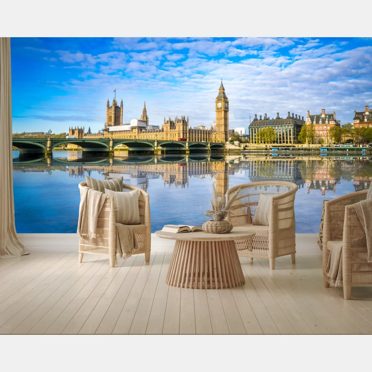 Fototapete London skyline mit spiegelung auf dem fluss – Pixers®