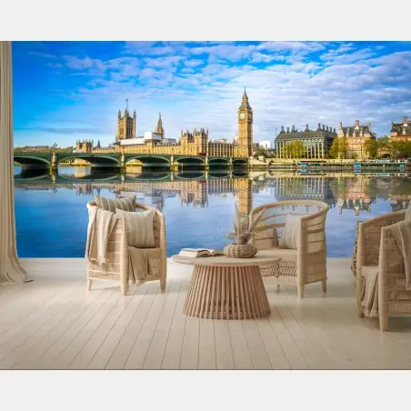 Fototapete London skyline mit spiegelung auf dem fluss – Pixers®