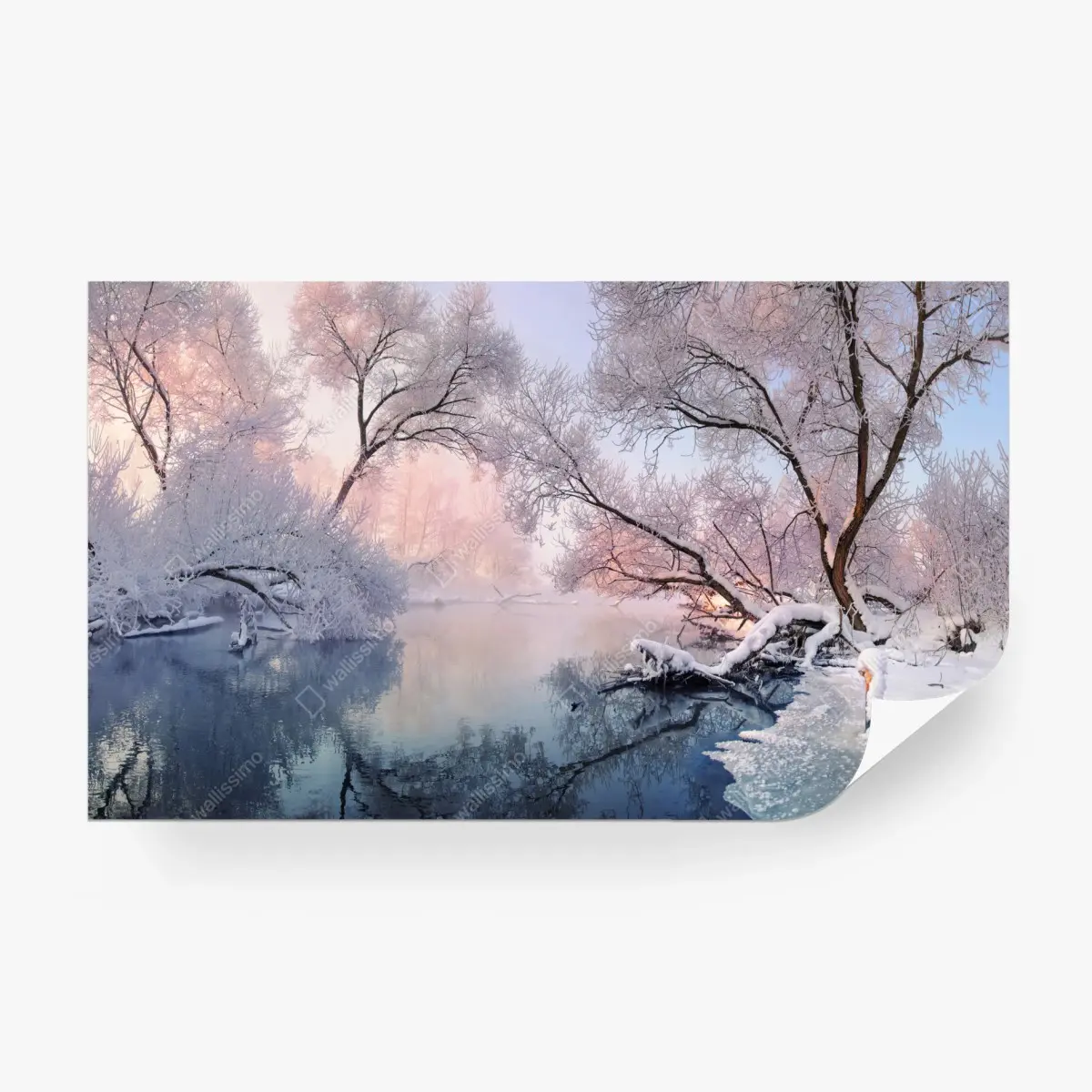 Fototapete ruhige winterlandschaft am fluss – Pixers®