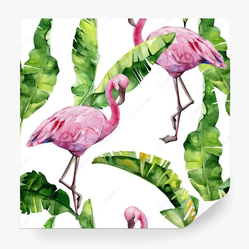 Fototapete rosa flamingo aquarellmuster