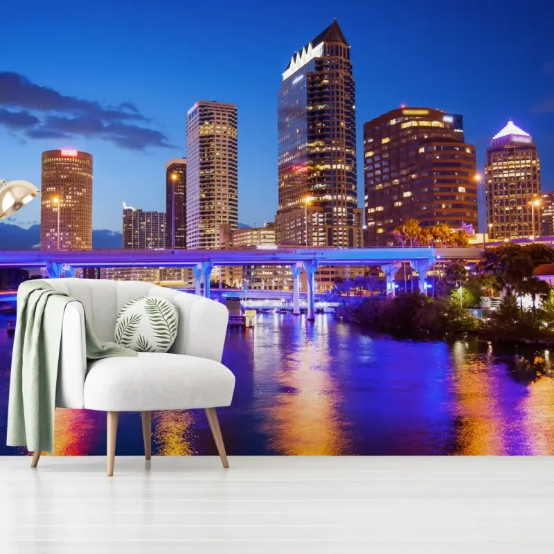 Fototapete Tampa skyline bei nacht