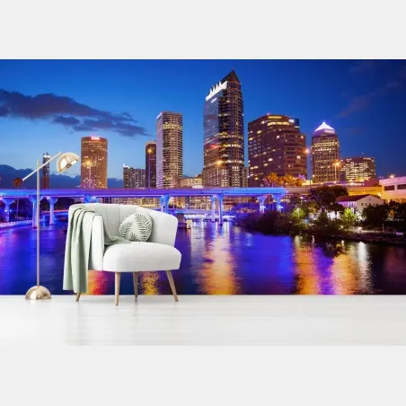 Fototapete Tampa skyline bei nacht – Pixers®
