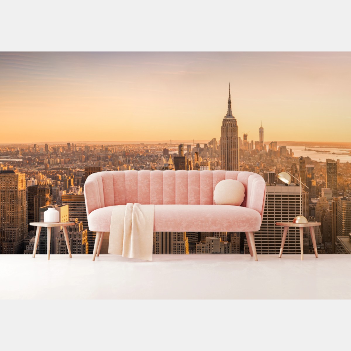 Fototapete goldener sonnenuntergang über der skyline von New York – Pixers®