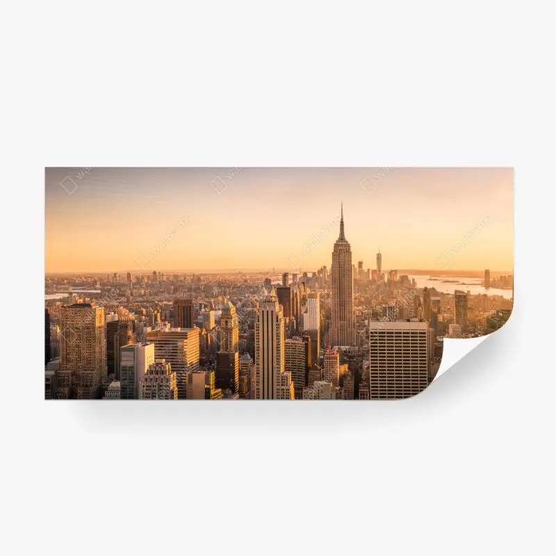 Fototapete goldener sonnenuntergang über der skyline von New York