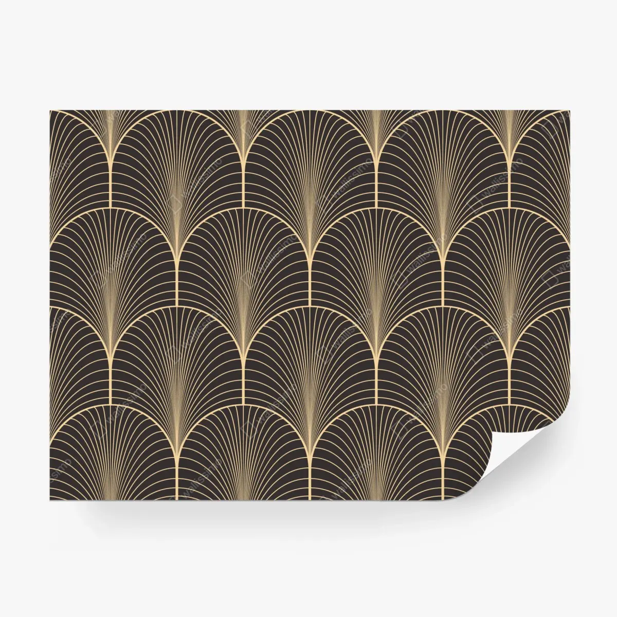 Fototapete art deco goldenes fächermuster – Pixers®