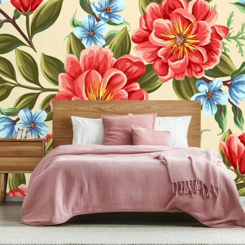 Fototapete lebhaftes aquarell blumenmuster