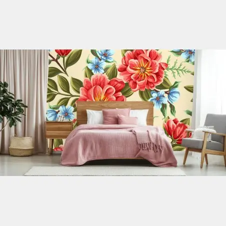 Fototapete lebhaftes aquarell blumenmuster – Pixers®