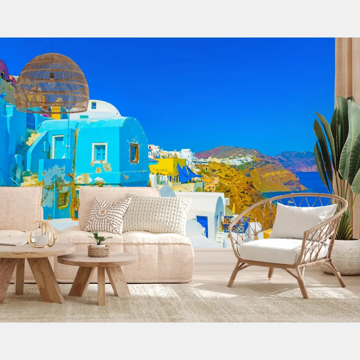 Fototapete sonniger blick auf Oia, Santorini – Pixers®