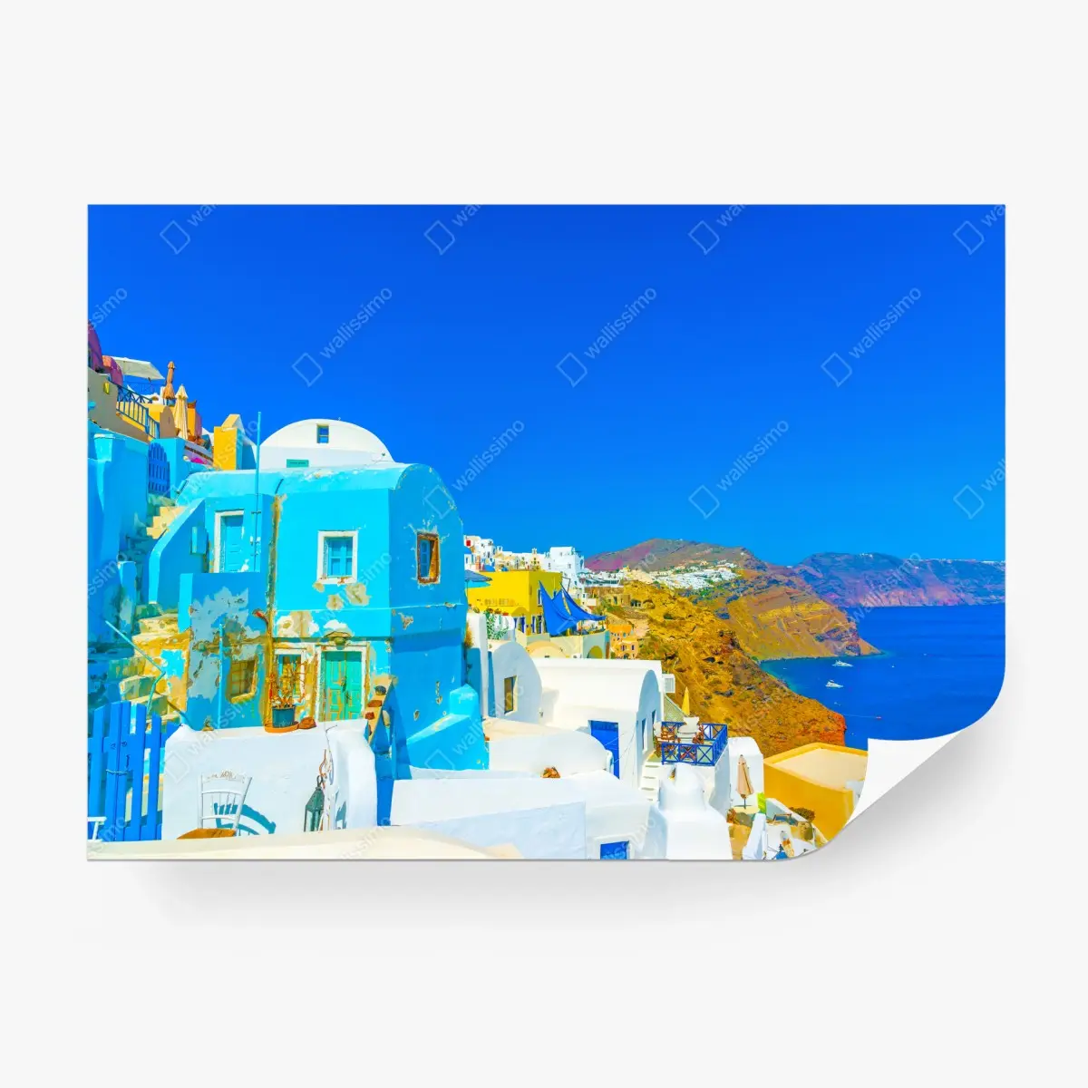Fototapete sonniger blick auf Oia, Santorini – Pixers®