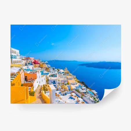 Fototapete sonnige ansicht der caldera von Santorini – Pixers®