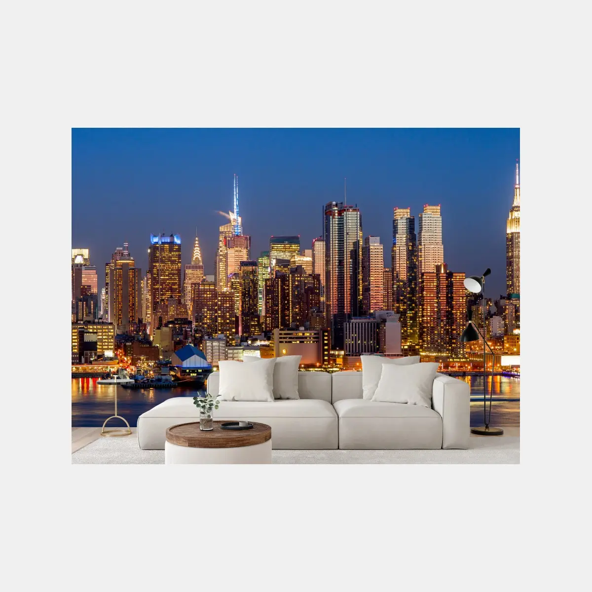 Fototapete panorama von New York bei dämmerung – Pixers®