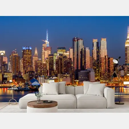 Fototapete panorama von New York bei dämmerung – Pixers®
