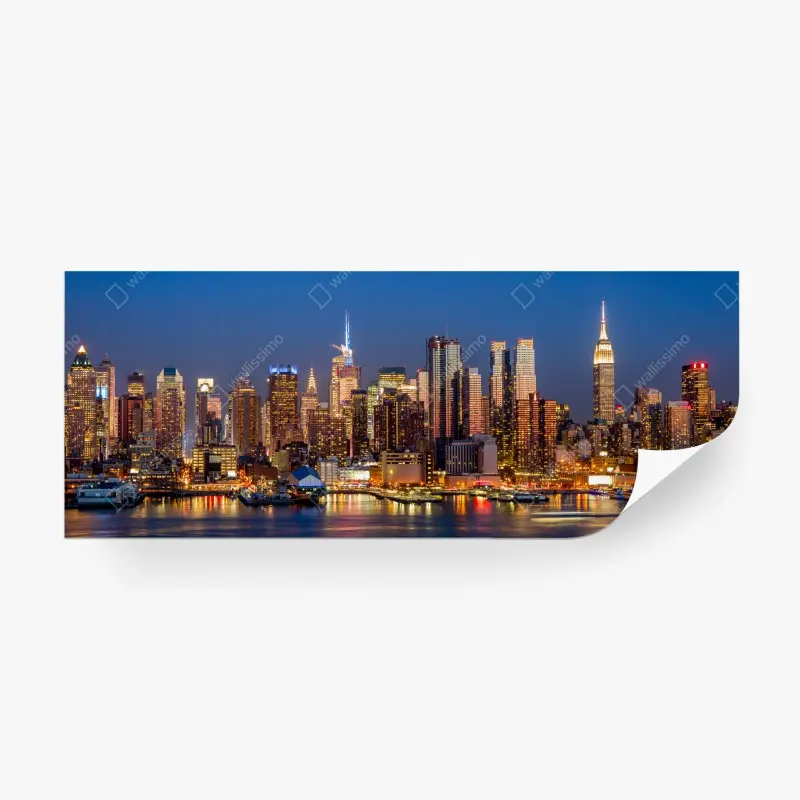 Fototapete panorama von New York bei dämmerung