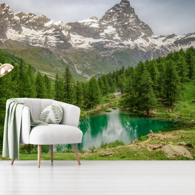 Fototapete blauer see bei Cervinia
