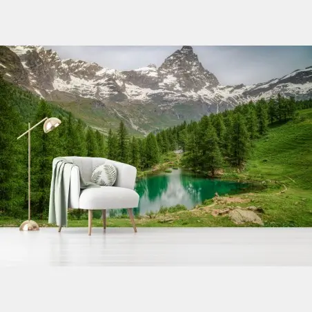 Fototapete blauer see bei Cervinia – Pixers®