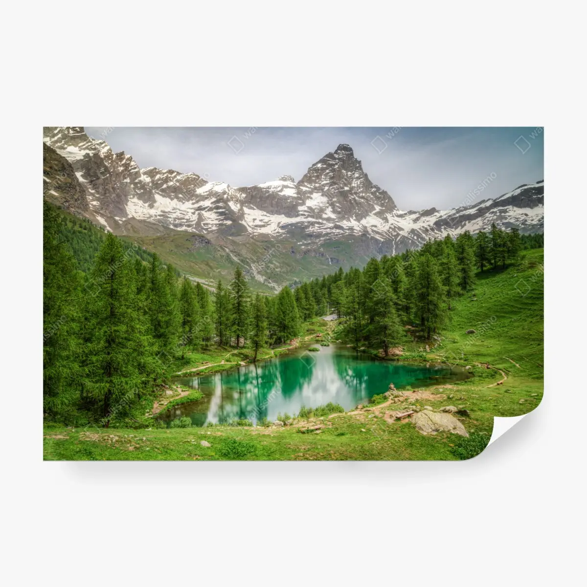 Fototapete blauer see bei Cervinia – Pixers®