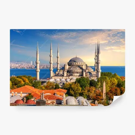 Fototapete Istanbul mit der Blauen Moschee bei Sonnenuntergang – Pixers®