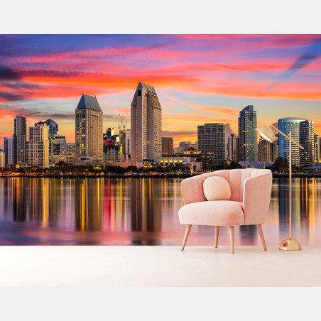 Fototapete San Diego skyline bei sonnenuntergang – Pixers®