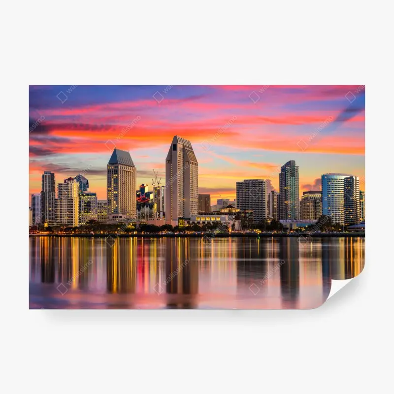 Fototapete San Diego skyline bei sonnenuntergang