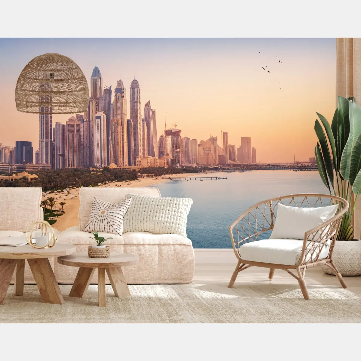 Fototapete Dubai skyline bei sonnenuntergang – Pixers®