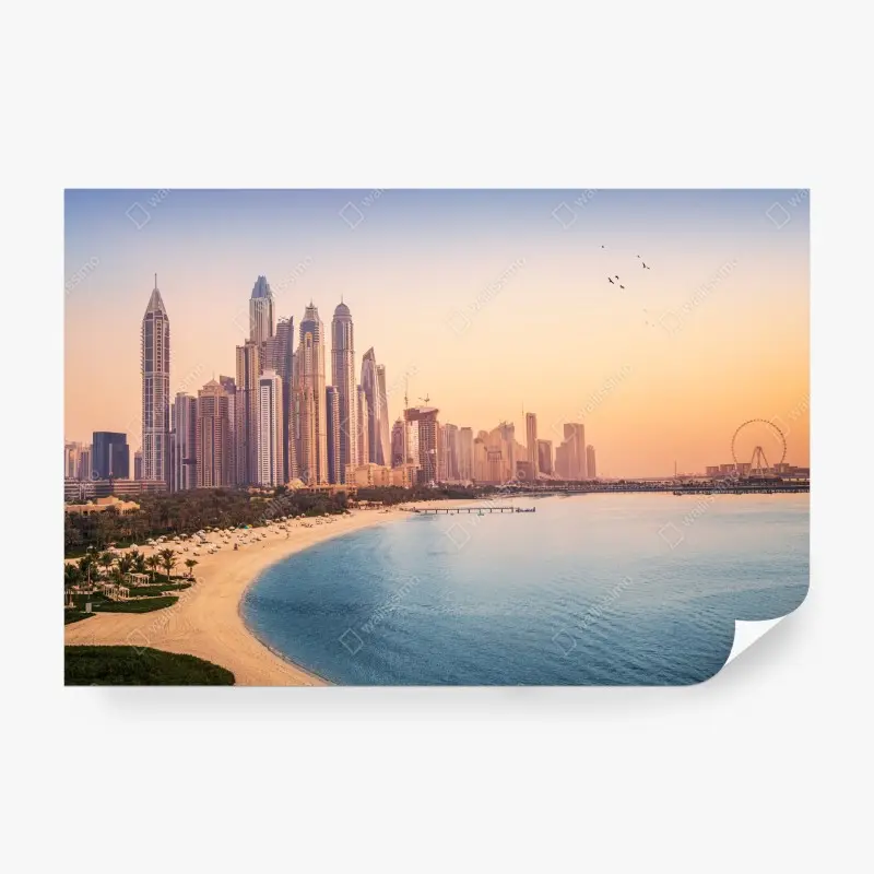 Fototapete Dubai skyline bei sonnenuntergang