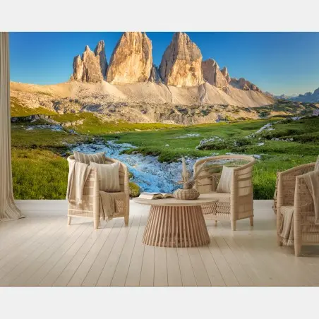 Fototapete Tre Cime di Lavaredo über der alpenwiese – Pixers®