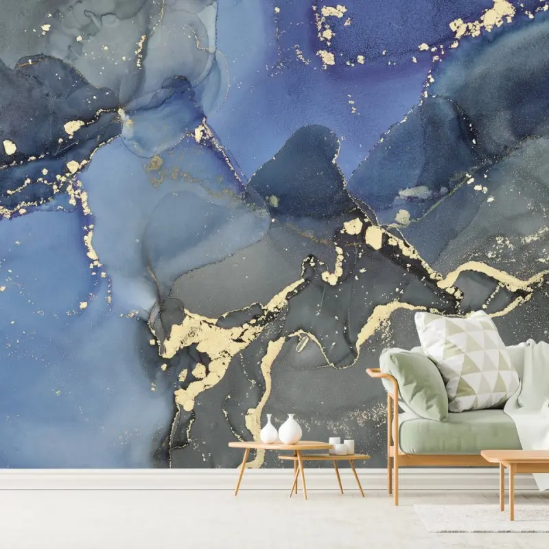 Fototapete luxuriöse blau-goldene abstraktion