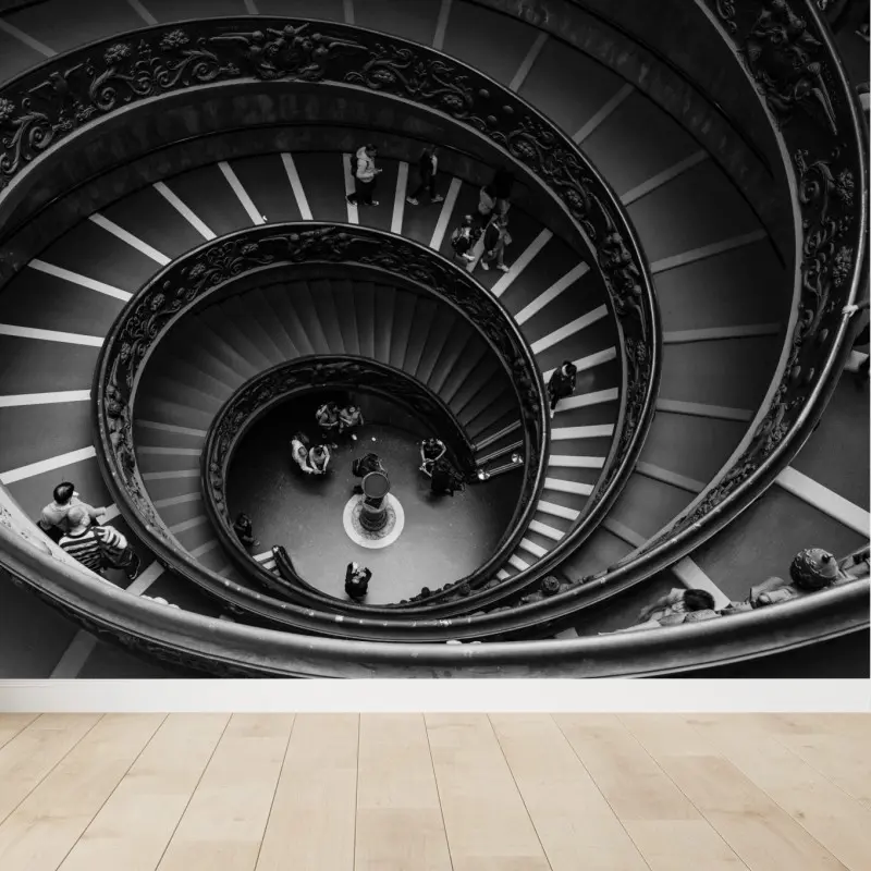 Fototapete dramatische spiraltreppe in monochrom