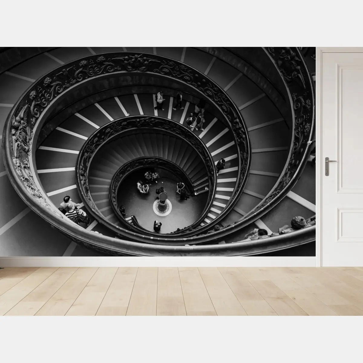 Fototapete dramatische spiraltreppe in monochrom – Pixers®
