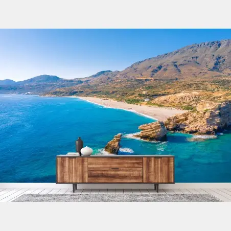 Fototapete türkisfarbenes küstenpanorama – Pixers®