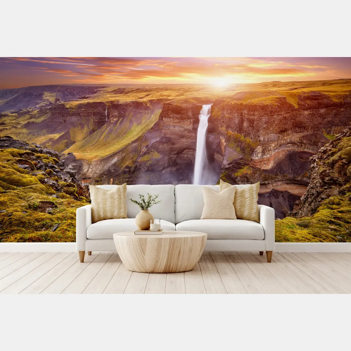 Fototapete Haifoss wasserfall bei sonnenuntergang – Pixers®
