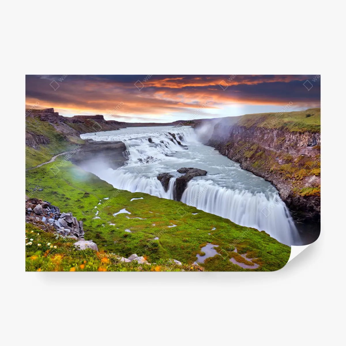Fototapete panoramablick auf den wasserfall Gullfoss – Pixers®
