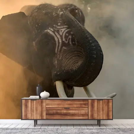 Fototapete majestätischer Thai-elefant mit stoßzähnen