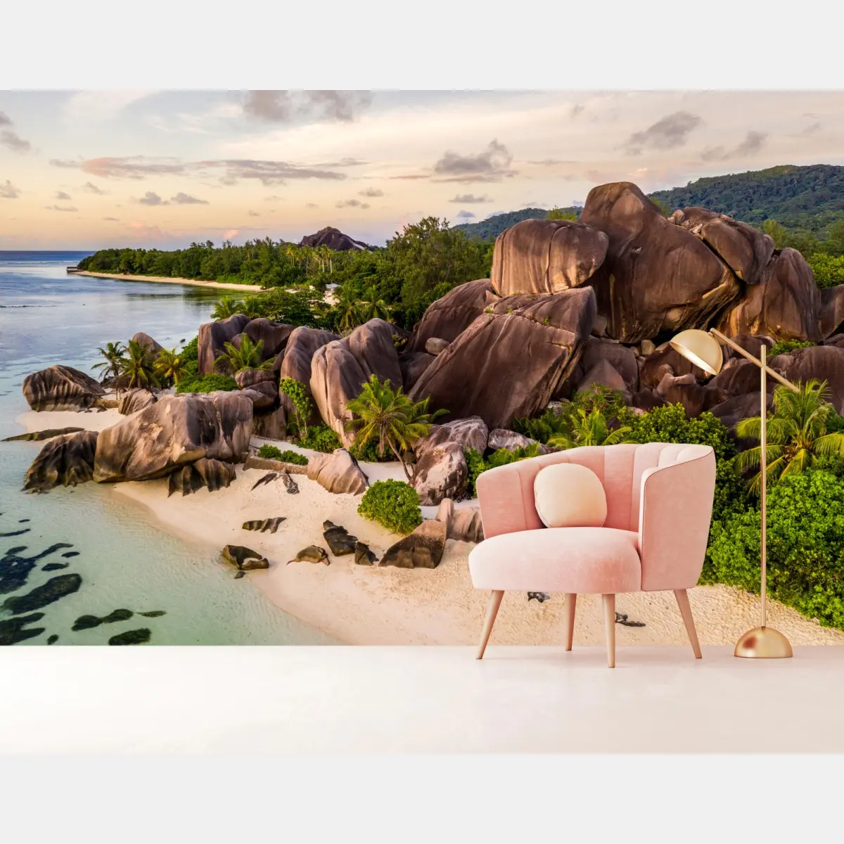 Fototapete Anse d'Argent tropischer granitstrand – Pixers®