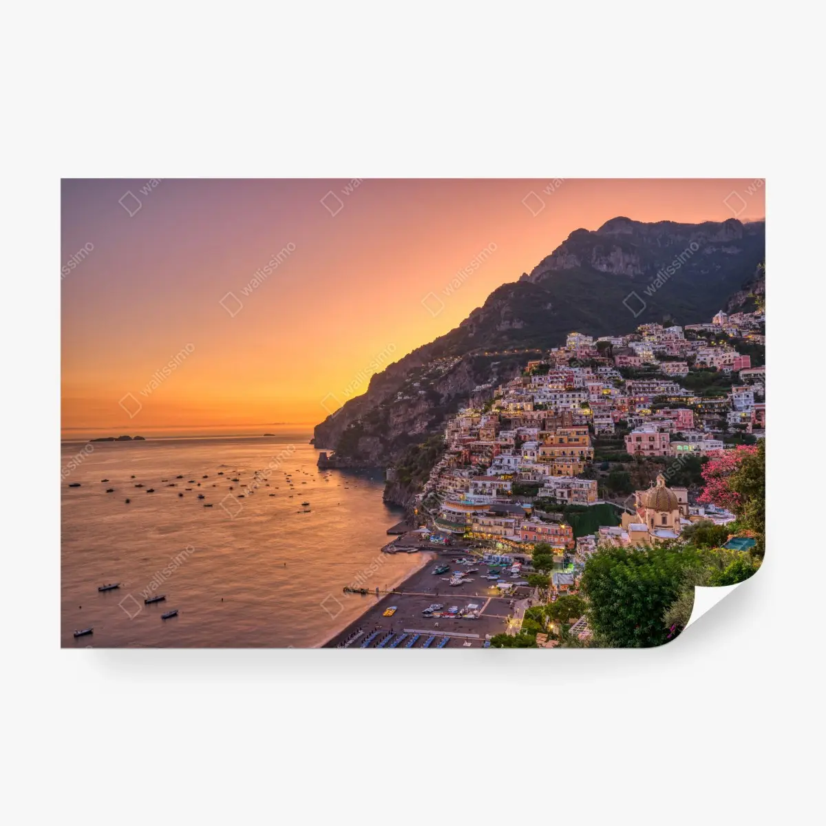 Fototapete sonnenuntergang über Positano, Amalfiküste – Pixers®