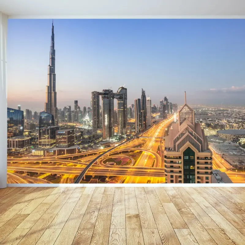 Fototapete skyline von Dubai bei dämmerung