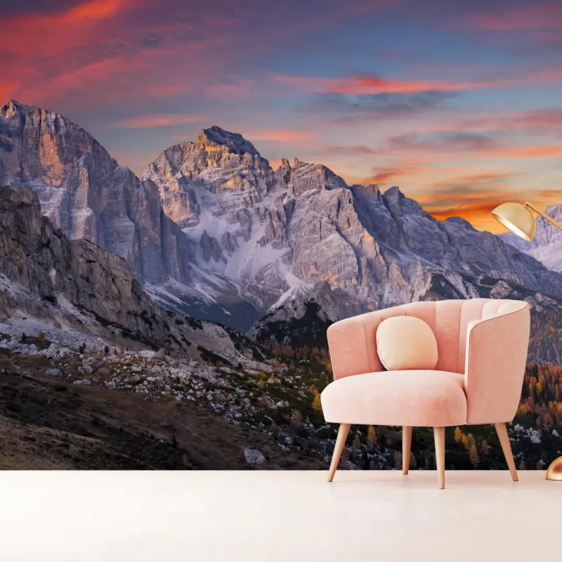 Fototapete majestätischer herbstlicher sonnenuntergang in den bergen