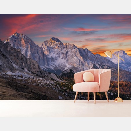Fototapete majestätischer herbstlicher sonnenuntergang in den bergen – Pixers®